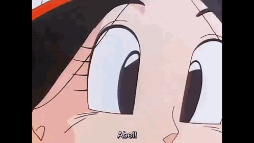 Close Up Of Cartoon Eyes With Abel Written Below GIF