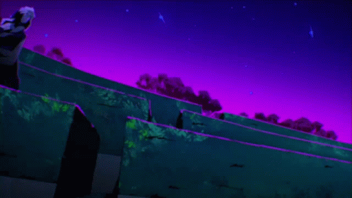 Close Up Of Cartoon Face With Purple And Red Background GIF