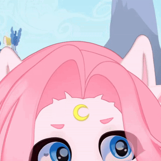 Close Up Of Cartoon With Crescent Moon On Forehead GIF