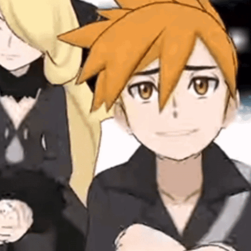 Close Up Of Cartoon With Orange Hair And Black Shirt GIF