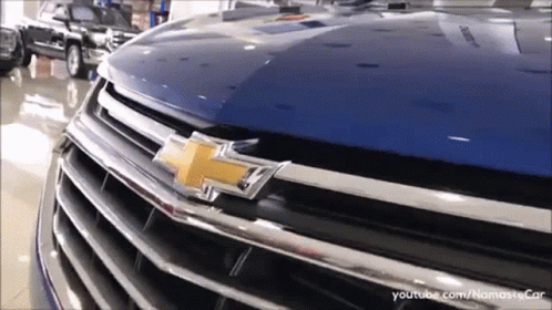 Close Up Of Chevrolet Hood With YouTube.com/NamasteCar GIF