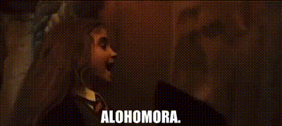 Close Up Of Door Handle Saying Alohomora GIF