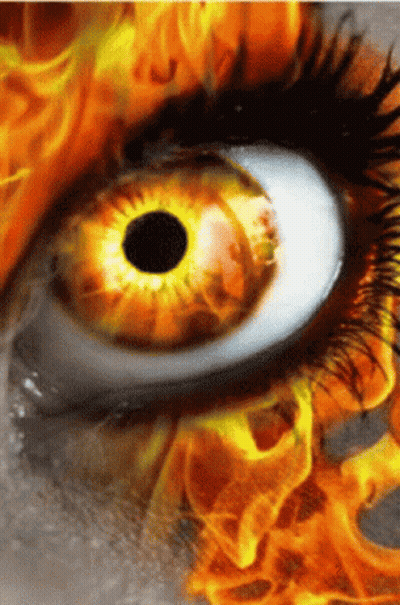 Close Up Of Eye With Flames GIF