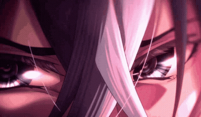 Close Up Of Eyes With Sword Behind GIF