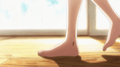 Close-Up Of Feet Walking On Wooden Floor GIF