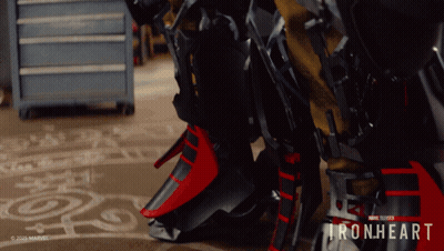 Close Up Of Feet With Ironheart Written On Bottom GIF