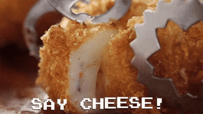 Close Up Of Food Saying Say Cheese GIF