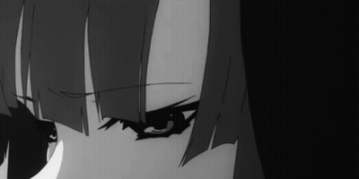 Close Up Of Girl's Eyes In Black And White Anime GIF