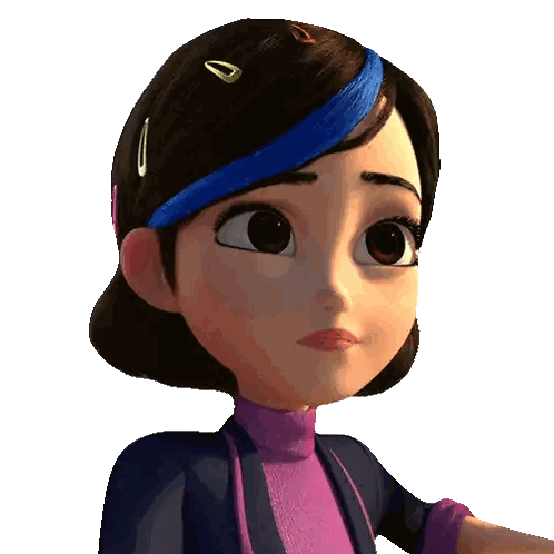 Close Up Of Girl's Face With Blue Hair Stripe Sticker