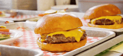 Close Up Of Hamburger On Tray GIF