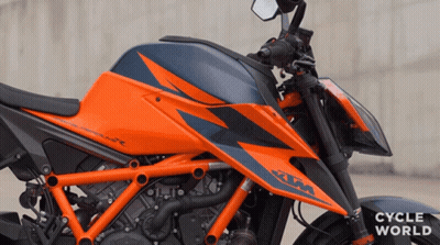 Close Up Of KTM Motorcycle With Cycle World GIF