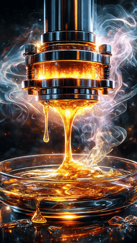 Close Up Of Machine With Smoke And Liquid Dripping GIF