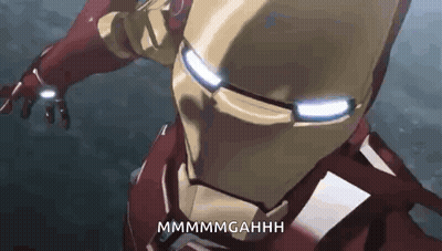 Close Up Of Man In Iron Man Suit Saying Mmmmmgahhh GIF
