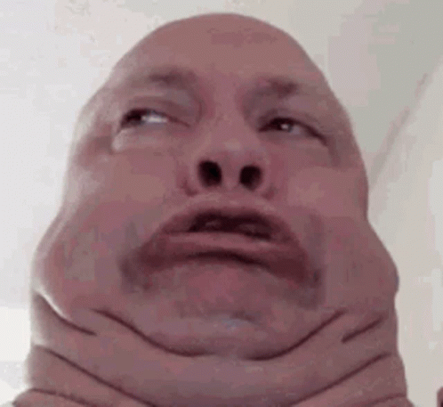 Close Up Of Man Making Funny Face With Hands On Neck GIF