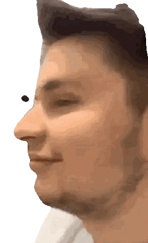 Close Up Of Man's Face With Black Dot On Nose Sticker