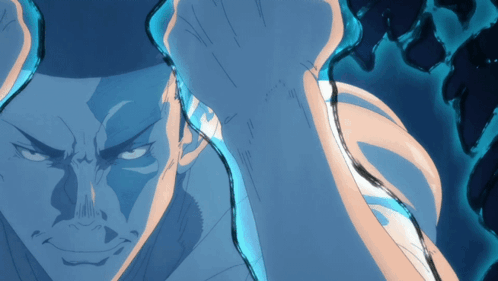 Close Up Of Man's Face With Blue Glow GIF