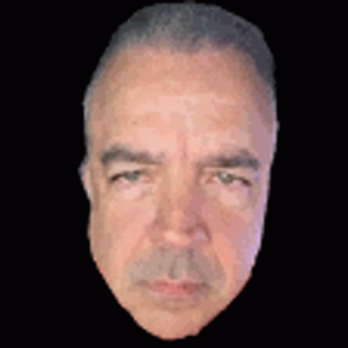 Close Up Of Man's Face With Cmon In Yellow Letters GIF