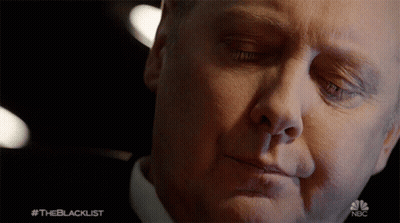 Close Up Of Man's Face With Theblacklist Below GIF