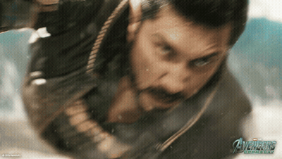 Close Up Of Man With Avengers Text GIF