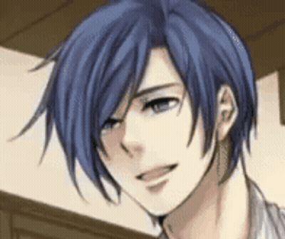 Close Up Of Man With Blue Hair Smiling GIF