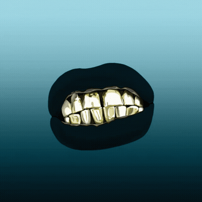 Close Up Of Mouth With Gold Teeth GIF