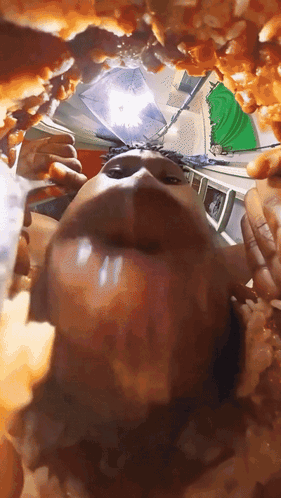 Close Up Of Mouth With Green Background GIF