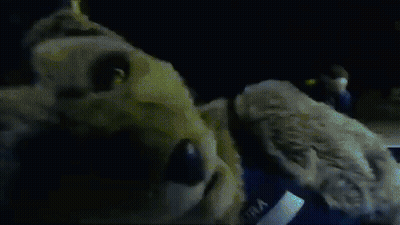 Close Up Of Person In Dark Room With Sign Saying T GIF