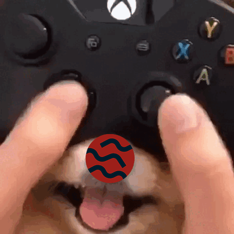 Close Up Of Person Playing Video Game With Dog Sticking Out Tongue GIF