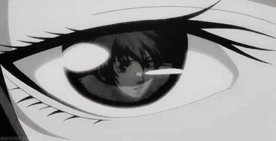 Close Up Of Person's Eyes In Black And White Cartoon GIF