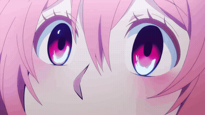Close Up Of Person's Eyes With Pink Hair GIF