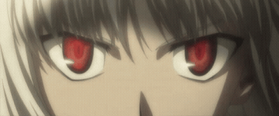 Close Up Of Person's Eyes With Red Irises GIF