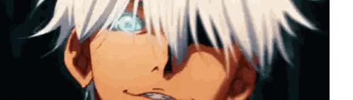 Close Up Of Person's Face With Blue Eyes And White Hair Sticker