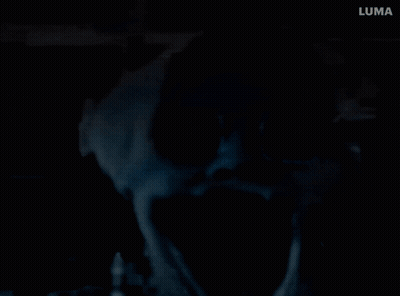 Close Up Of Person's Face With Luma Logo GIF