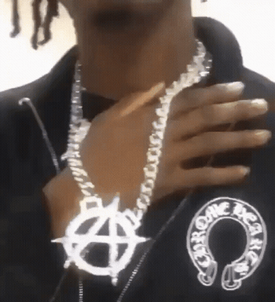 Close Up Of Person Wearing Cross Necklace GIF