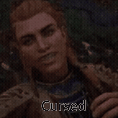 Close Up Of Person With Cursed Written On It GIF
