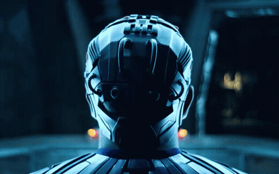 Close Up Of Person With Futuristic Helmet GIF