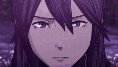 Close Up Of Person With Purple Hair And Blue Eyes GIF