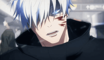 Close Up Of Person With White Hair And Blue Eyes GIF