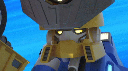 Close Up Of Robot Head With Blue Background GIF