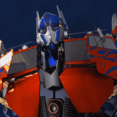Close Up Of Robot Head With Word Optimus GIF