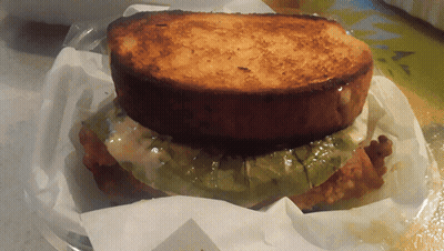 Close Up Of Sandwich With Lettuce And Mayonnaise GIF