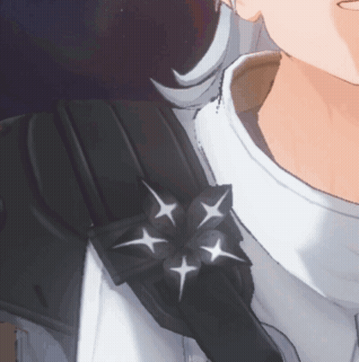 Close-Up Of Shoulder With Black Flower And White Stars GIF