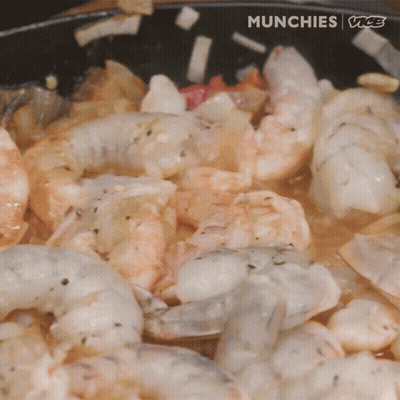 Close Up Of Shrimp In Pan Munchies Vice GIF