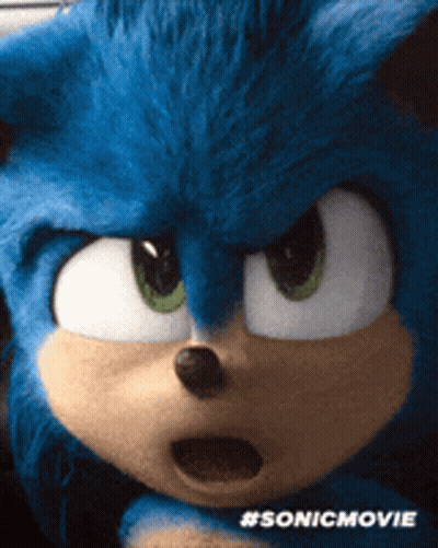 Close Up Of Sonic The Hedgehog Surprised GIF