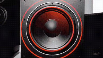 Close Up Of Subwoofer Speaker With Red Ring GIF