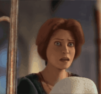 Close Up Of Surprised Cartoon Character Face GIF