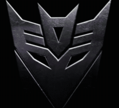 Close Up Of Transformers Logo On Black Background GIF