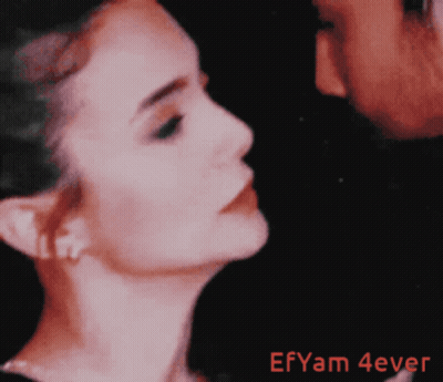 Close Up Of Woman Face Saying EfYam 4Ever In Red GIF