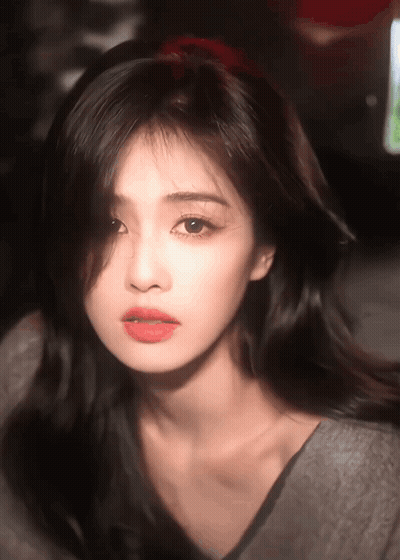 Close Up Of Woman Face With Red Lips GIF