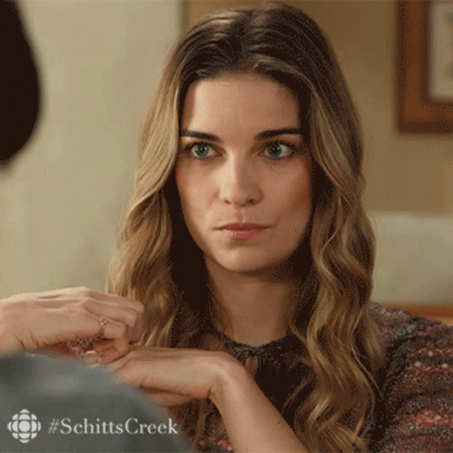 Close Up Of Woman Face With Schitts Creek GIF